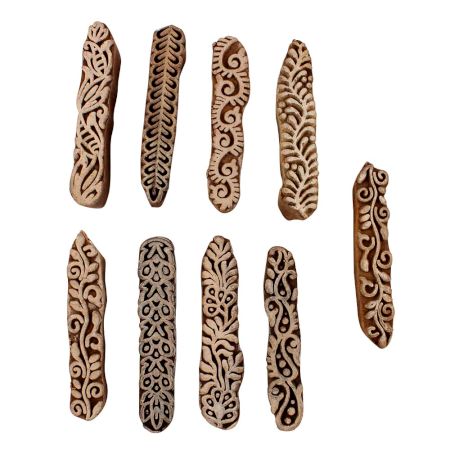 Set of 9 Piece New Mix Wooden Printing Blocks